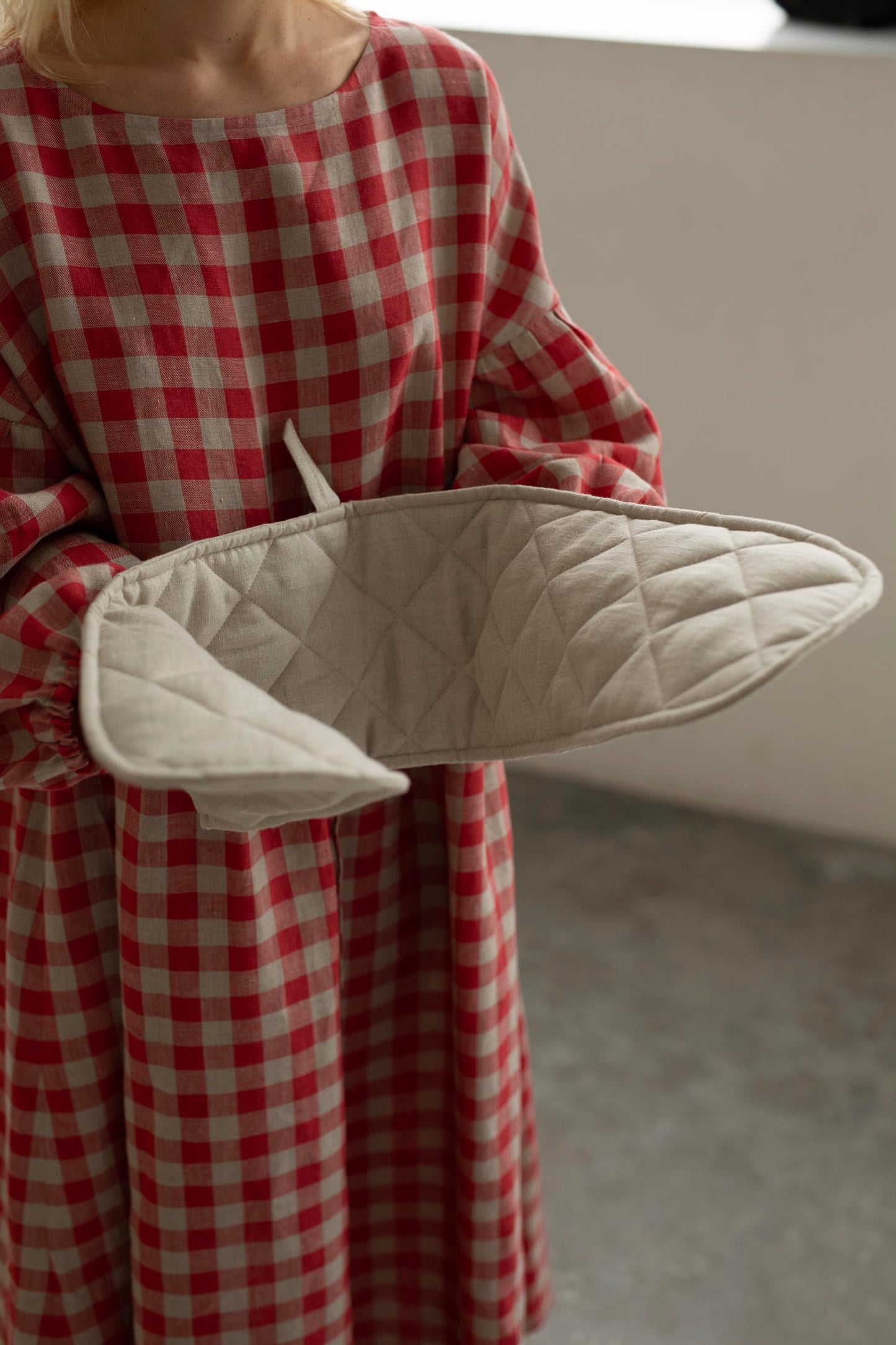 Linen double oven mitt