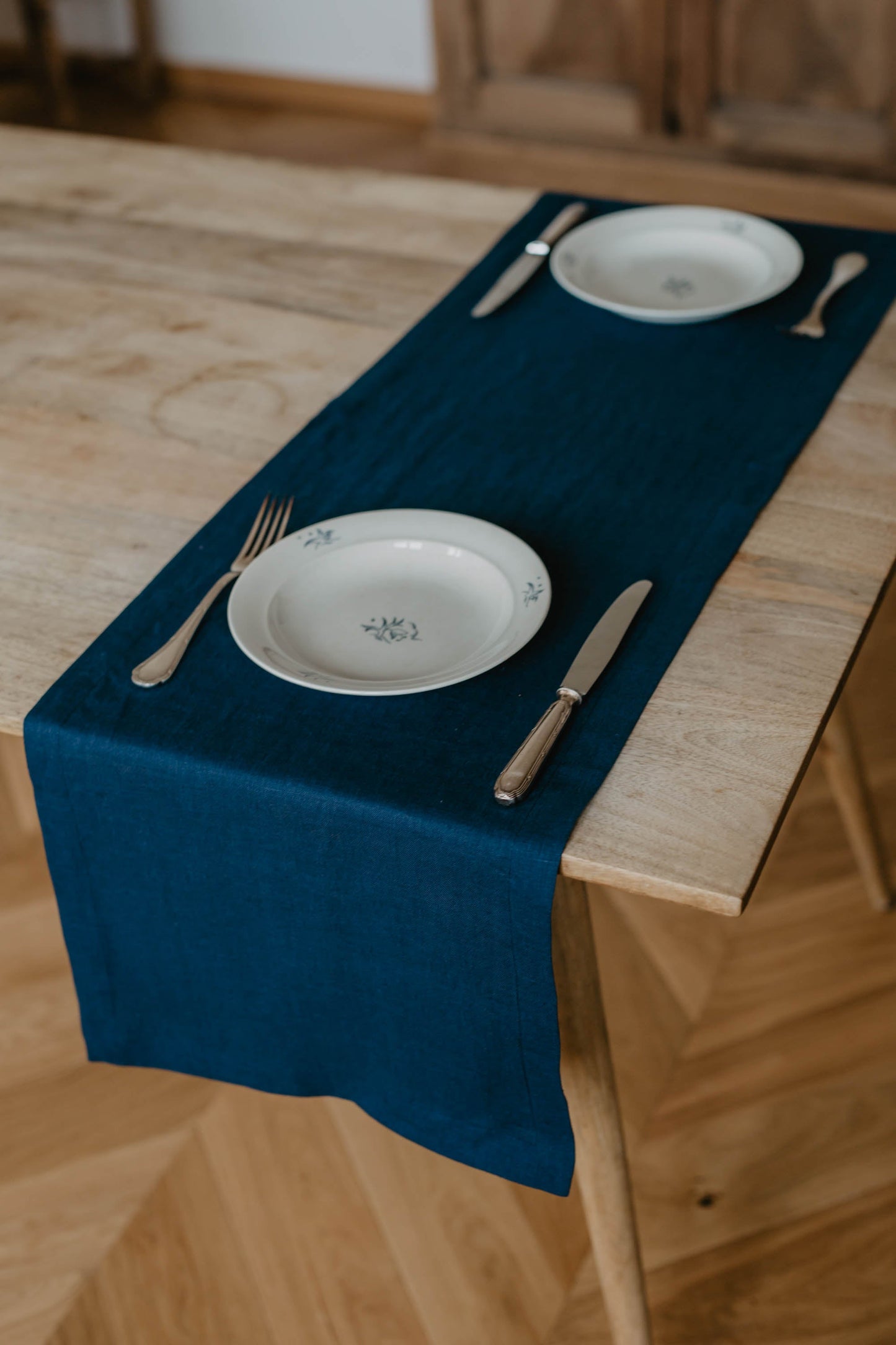 Natural linen table runner