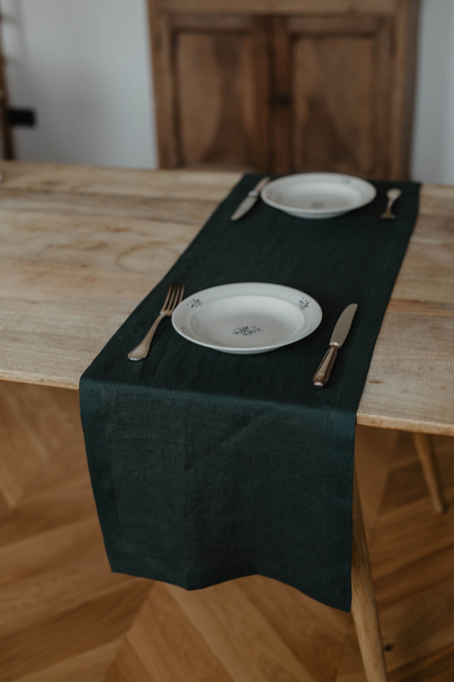 Natural linen table runner