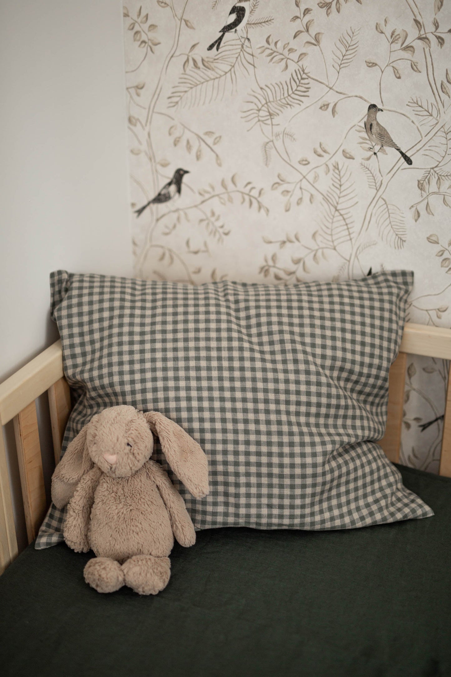 Natural linen pillowcase in Stripes & Checks