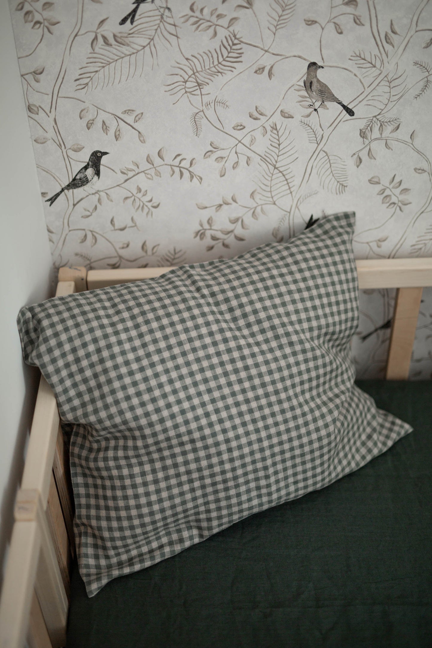 Natural linen pillowcase in Stripes & Checks