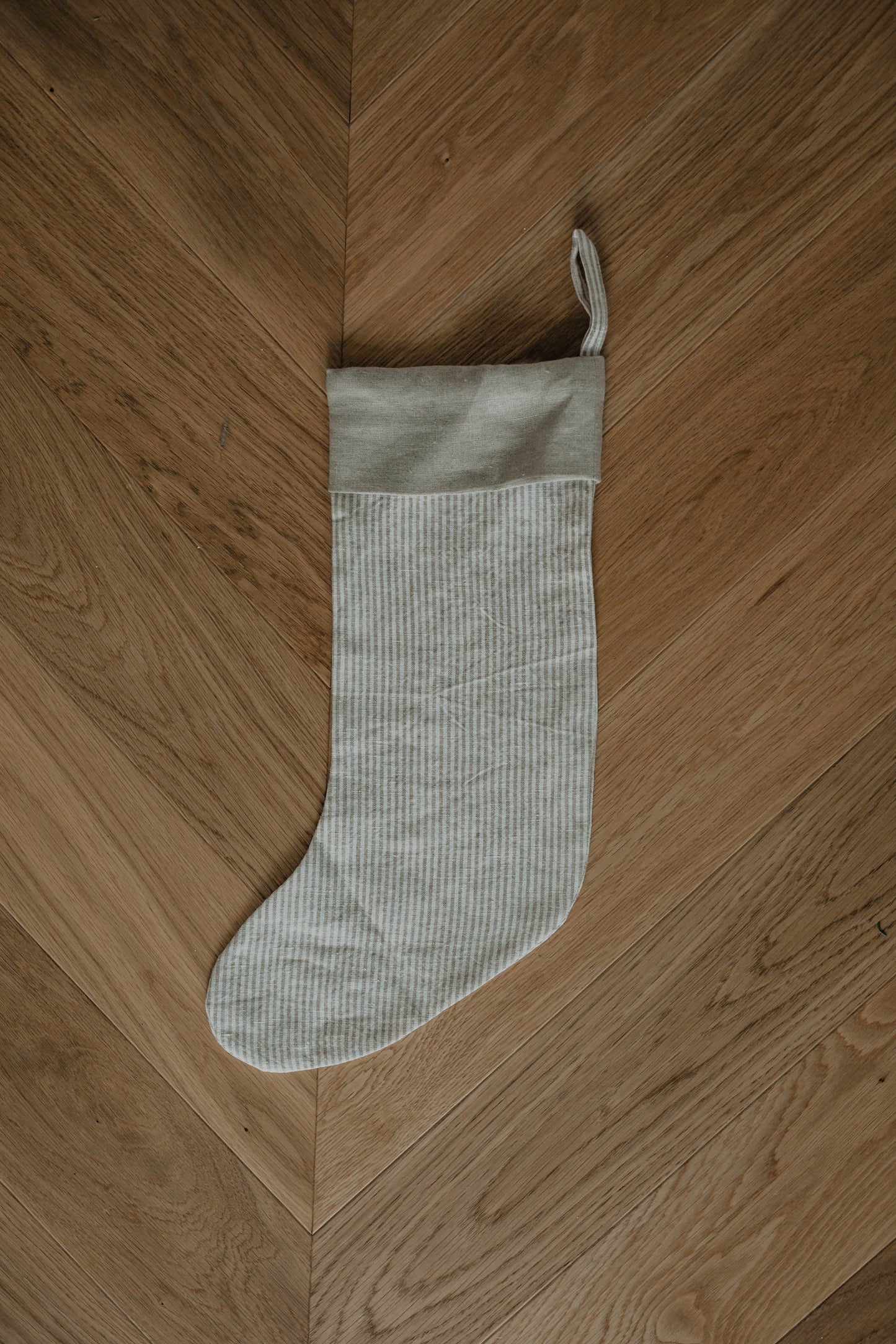 Linen Christmas Stocking in checks and stripes