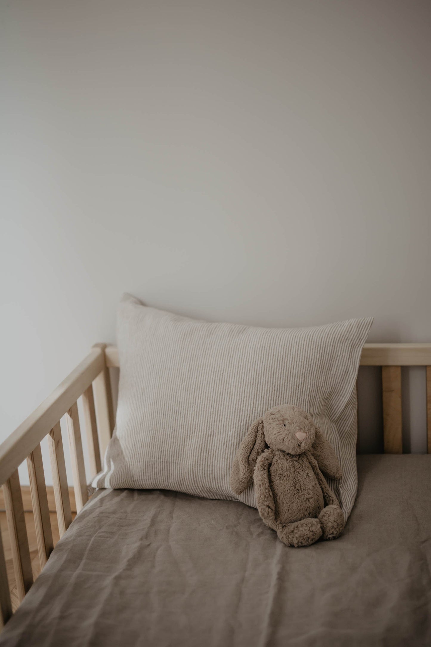 Natural linen pillowcase in Stripes & Checks