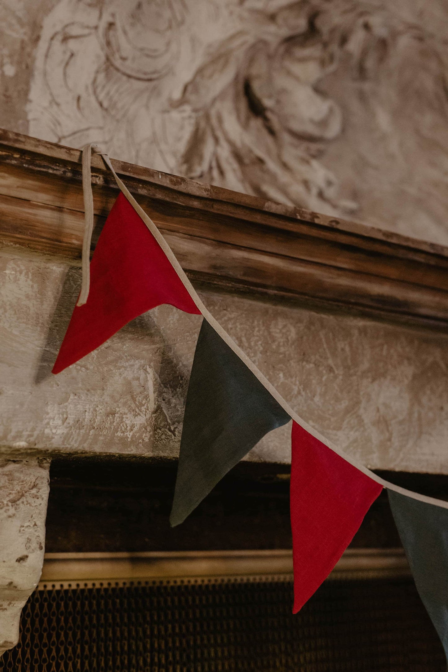 christmas linen bunting close up