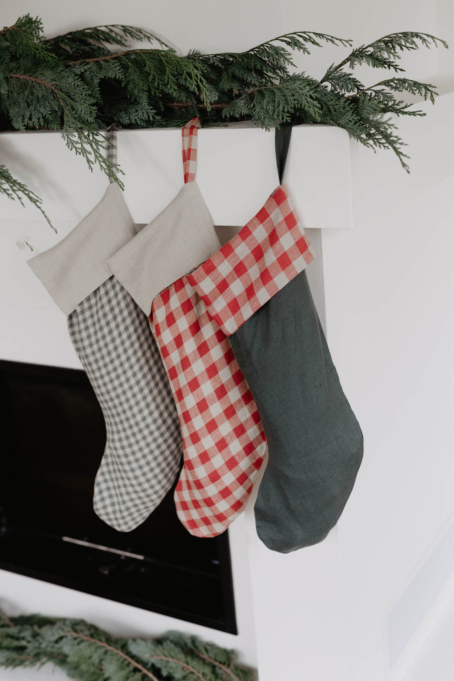 Large linen Christmas Stocking