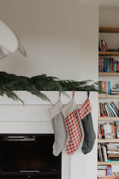 Large linen Christmas Stocking