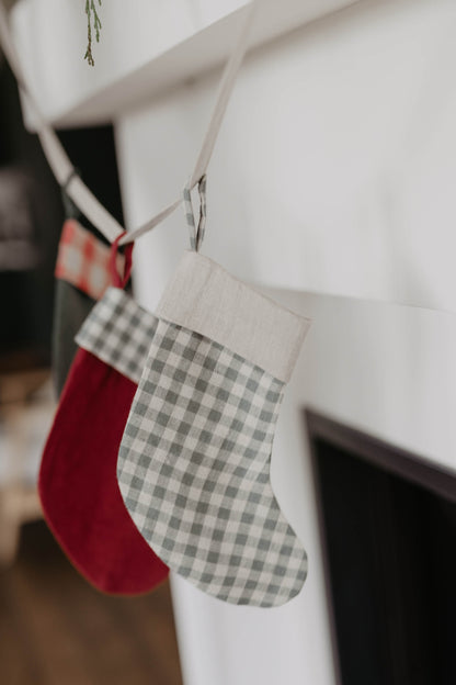 Mini Linen Christmas Stocking Garland