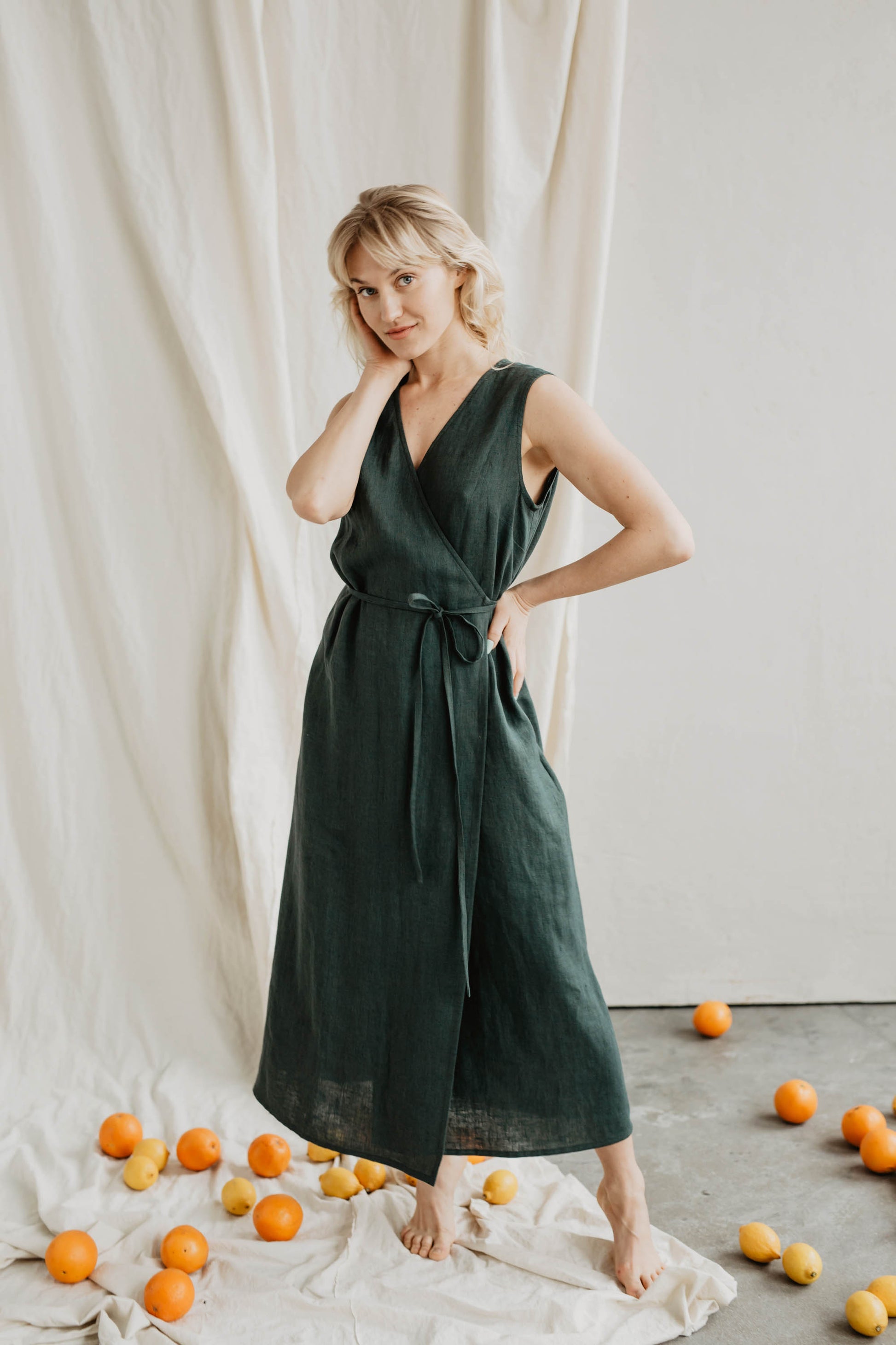 kim luxe linen wrap dress KIM