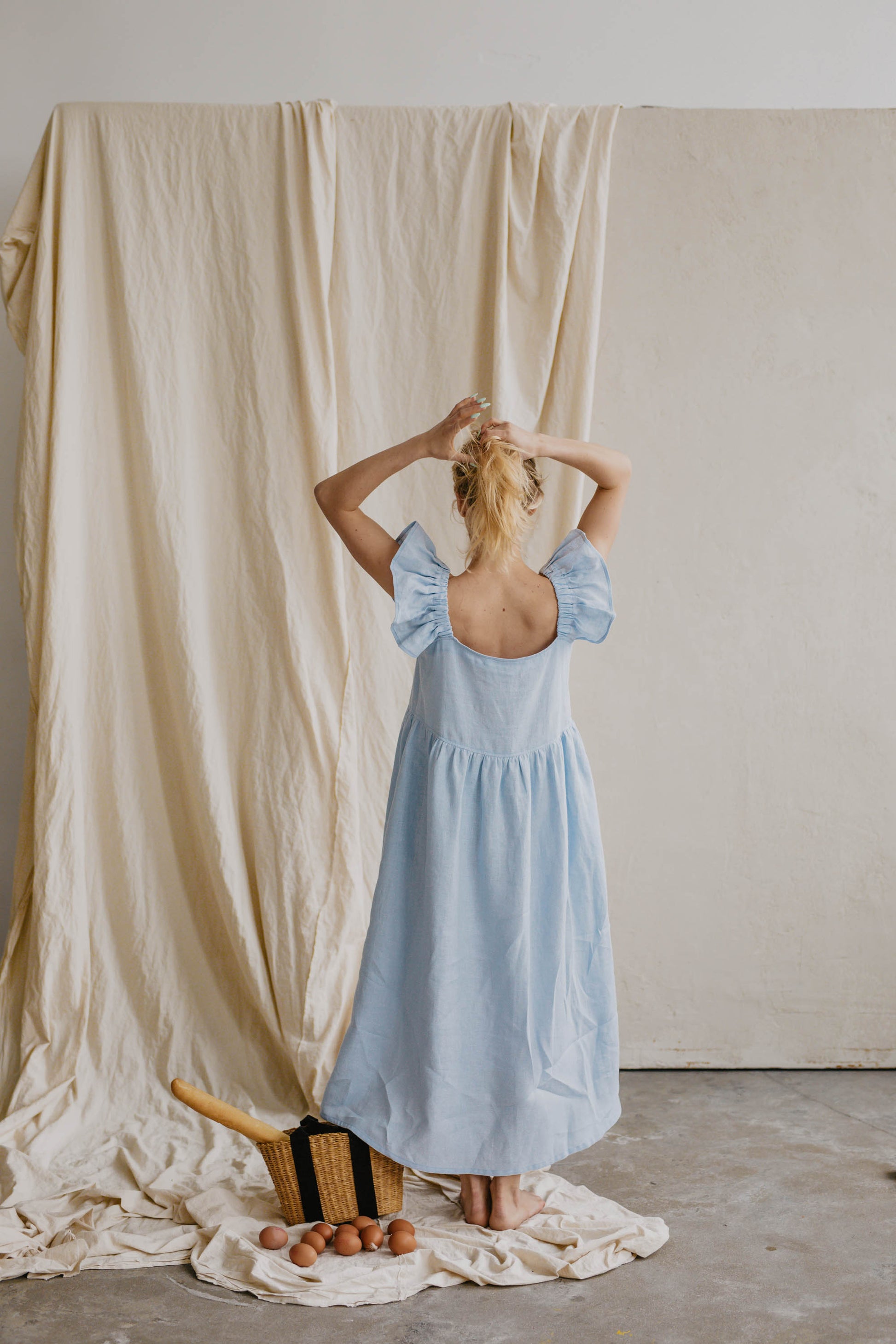 linen dress with ruffles Ivy Lee Ruffle Checked Pearl Swimwear by Heather Fish