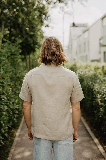 Short sleeve men's linen shirt PILĖNAS