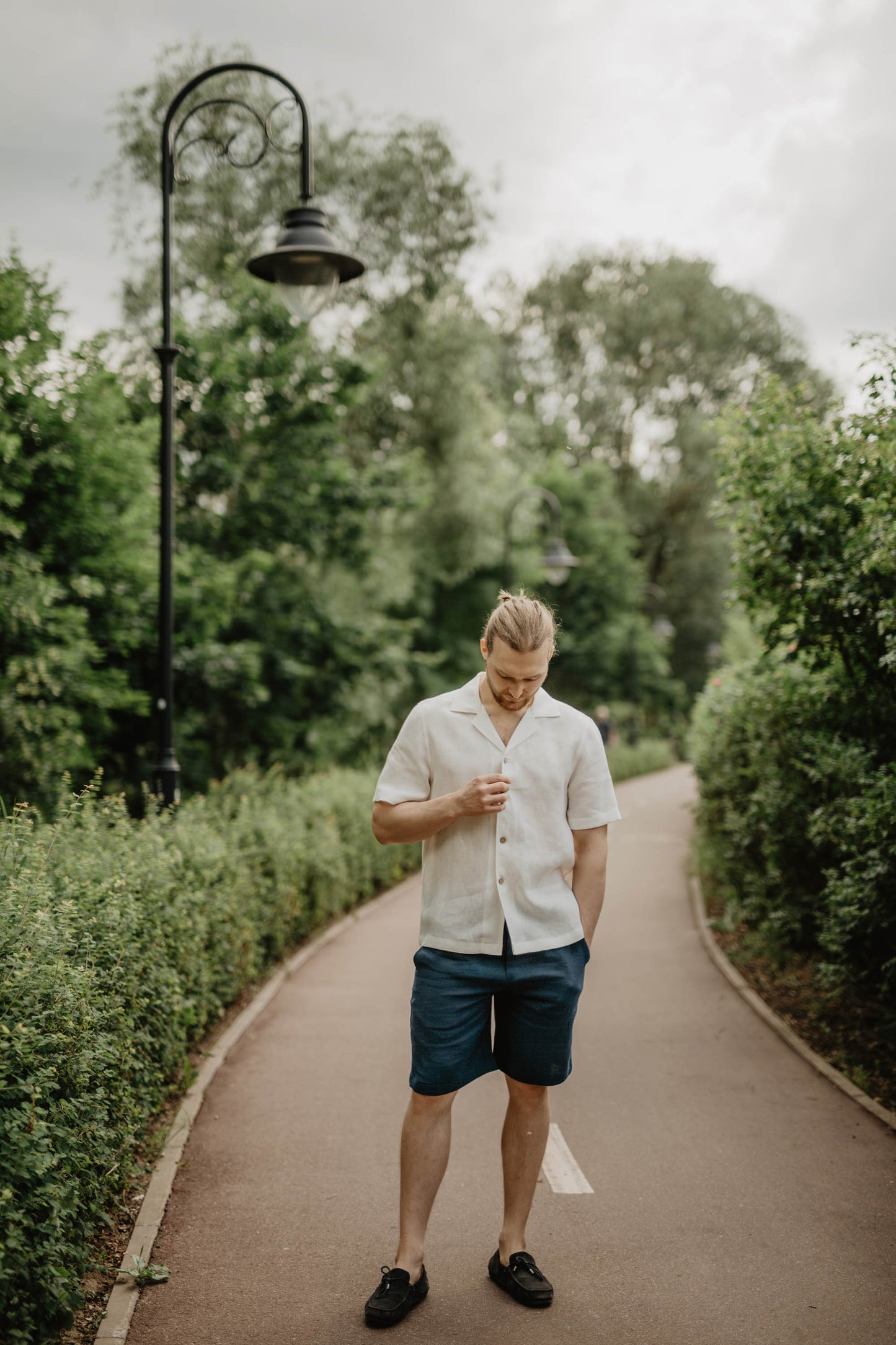 Short sleeve men's linen shirt PILĖNAS