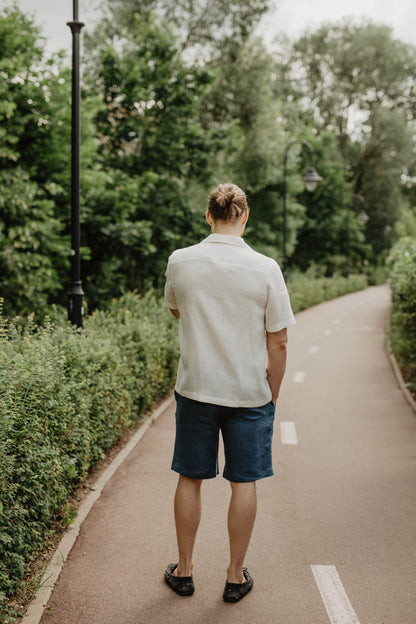 Short sleeve men's linen shirt PILĖNAS