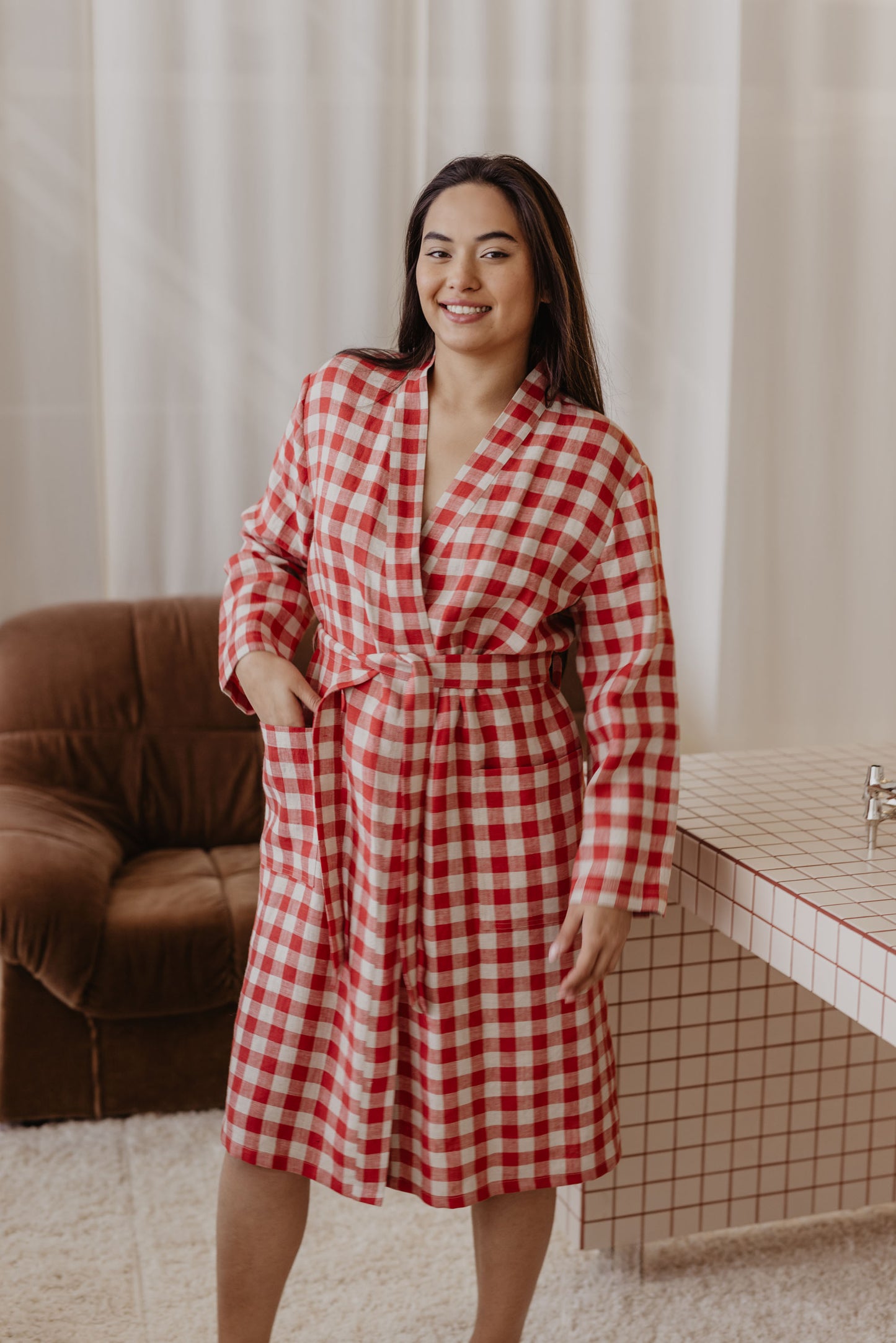 Women's linen bathrobe DELČIA