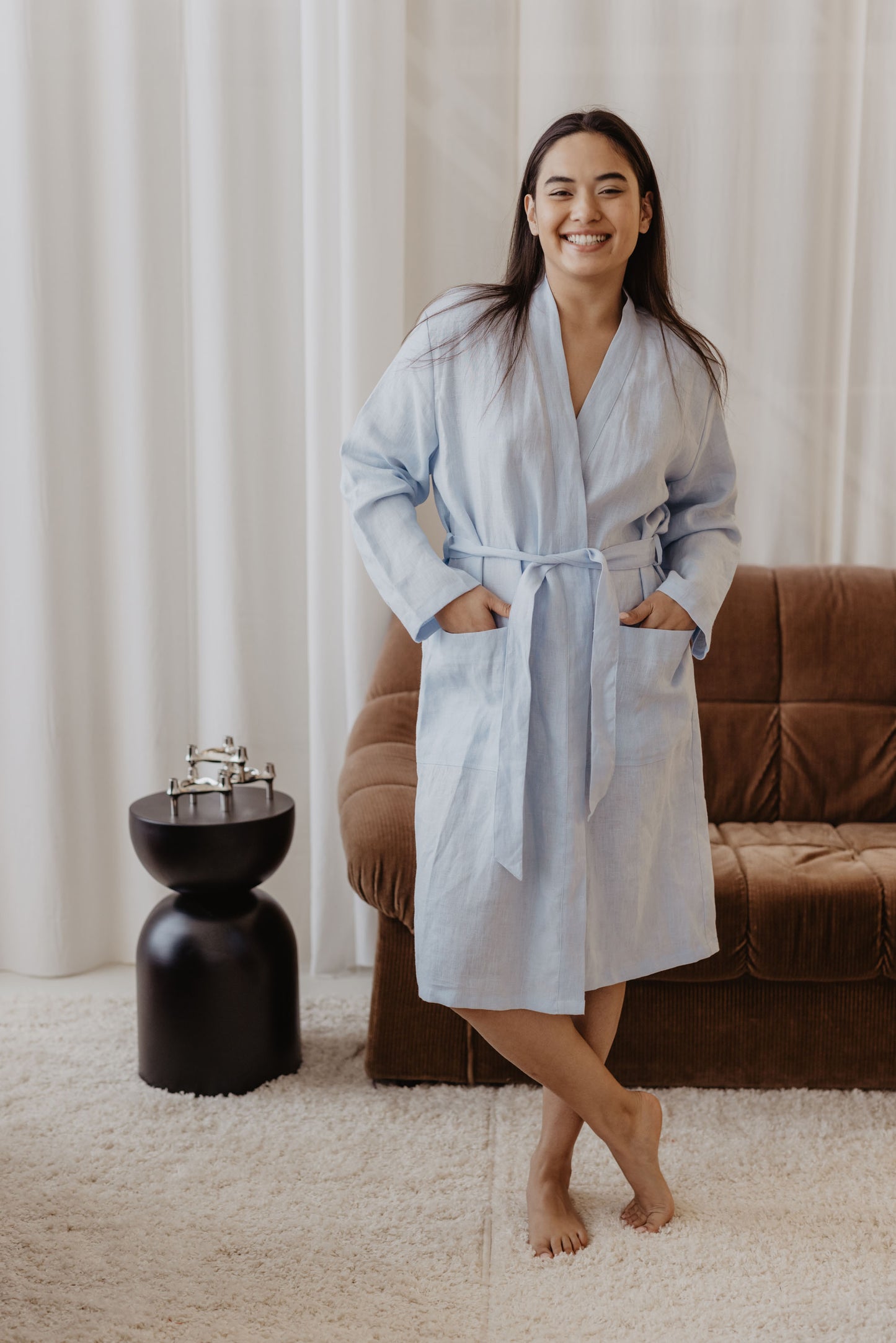 Women's linen bathrobe DELČIA