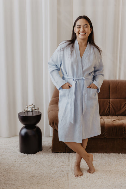 Women's linen bathrobe DELČIA