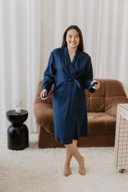 Women's linen bathrobe DELČIA