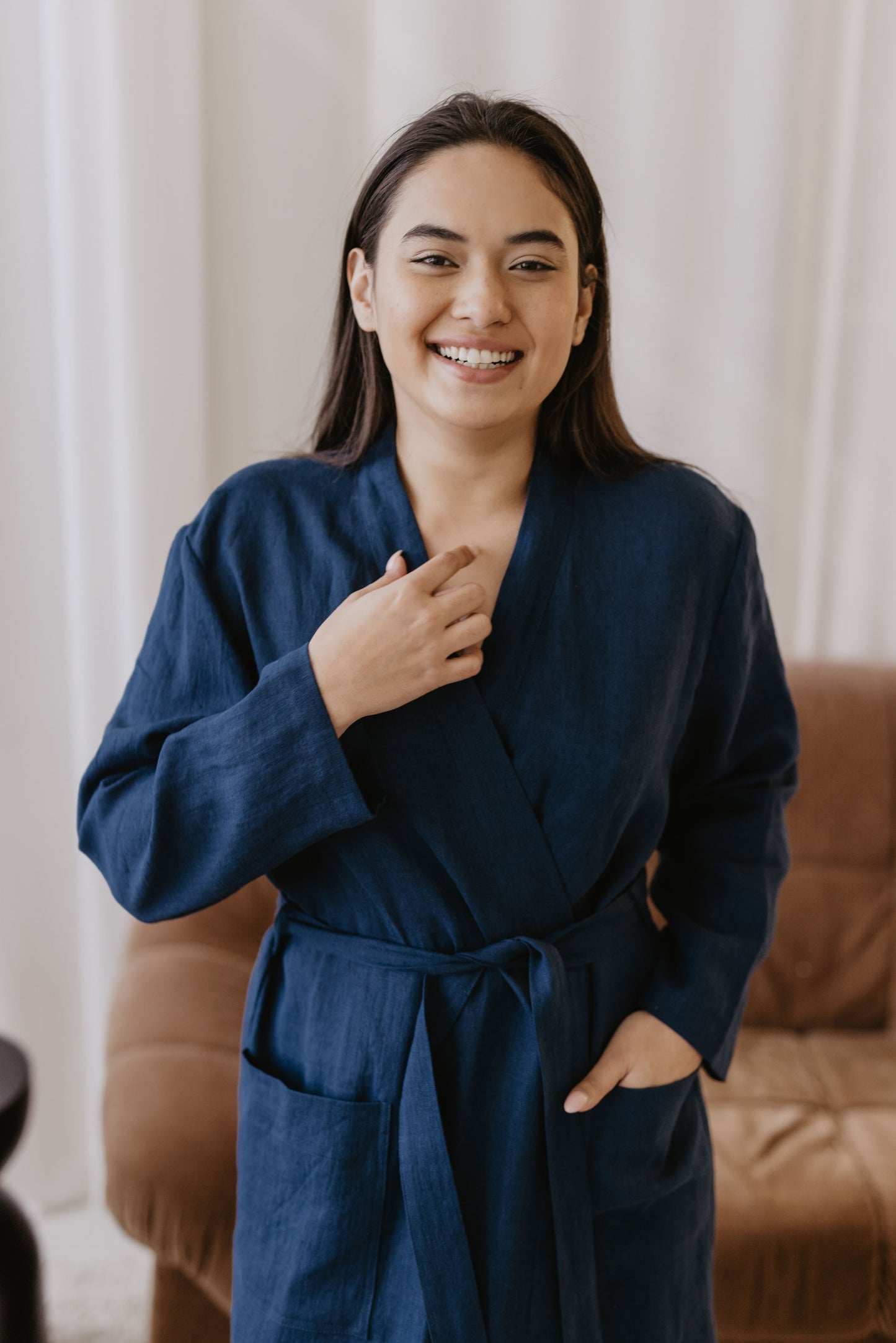 Women's linen bathrobe DELČIA