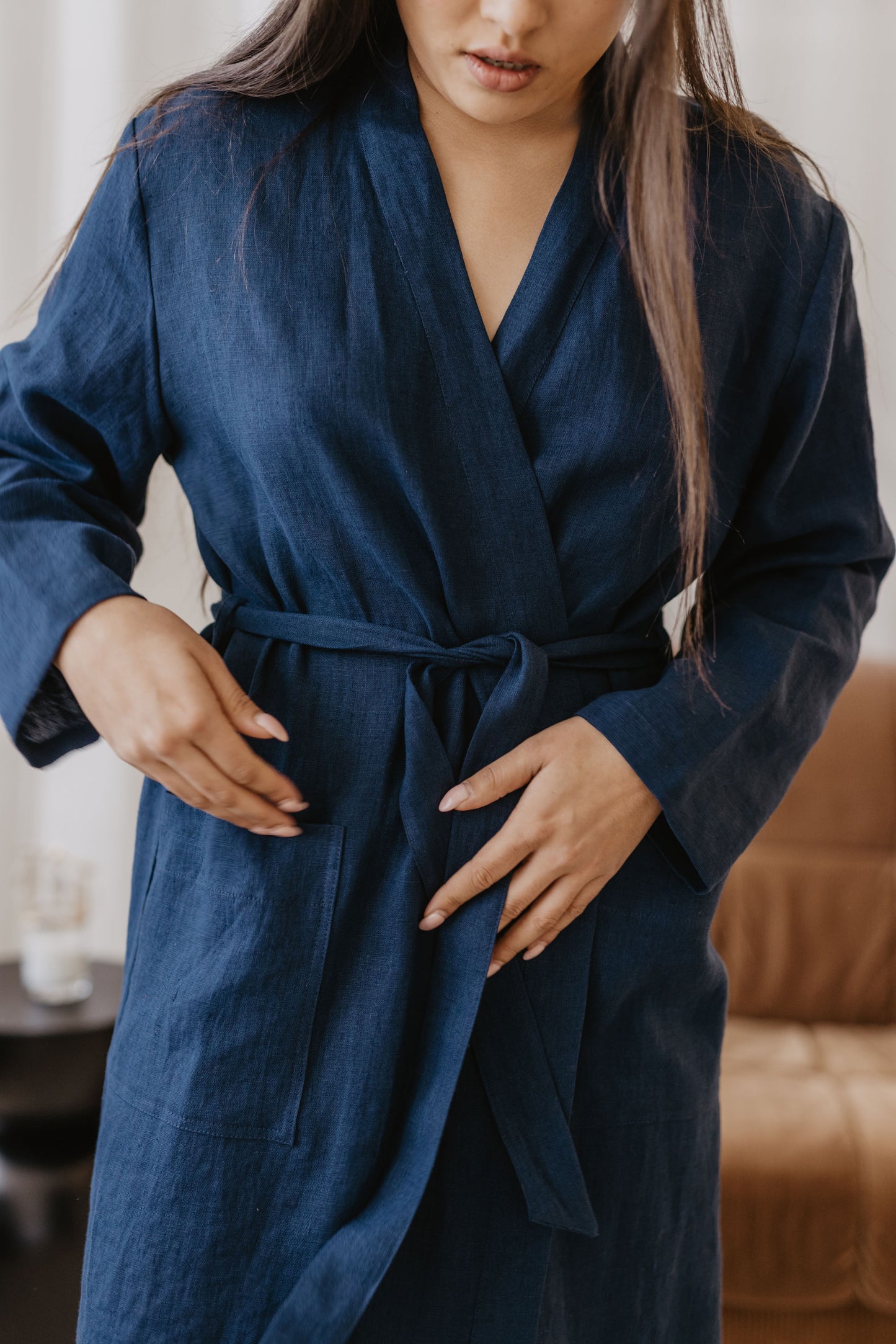 Women's linen bathrobe DELČIA