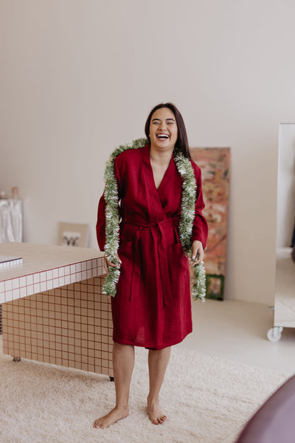 Women's linen bathrobe DELČIA