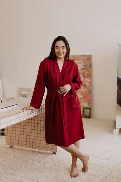 Women's linen bathrobe DELČIA