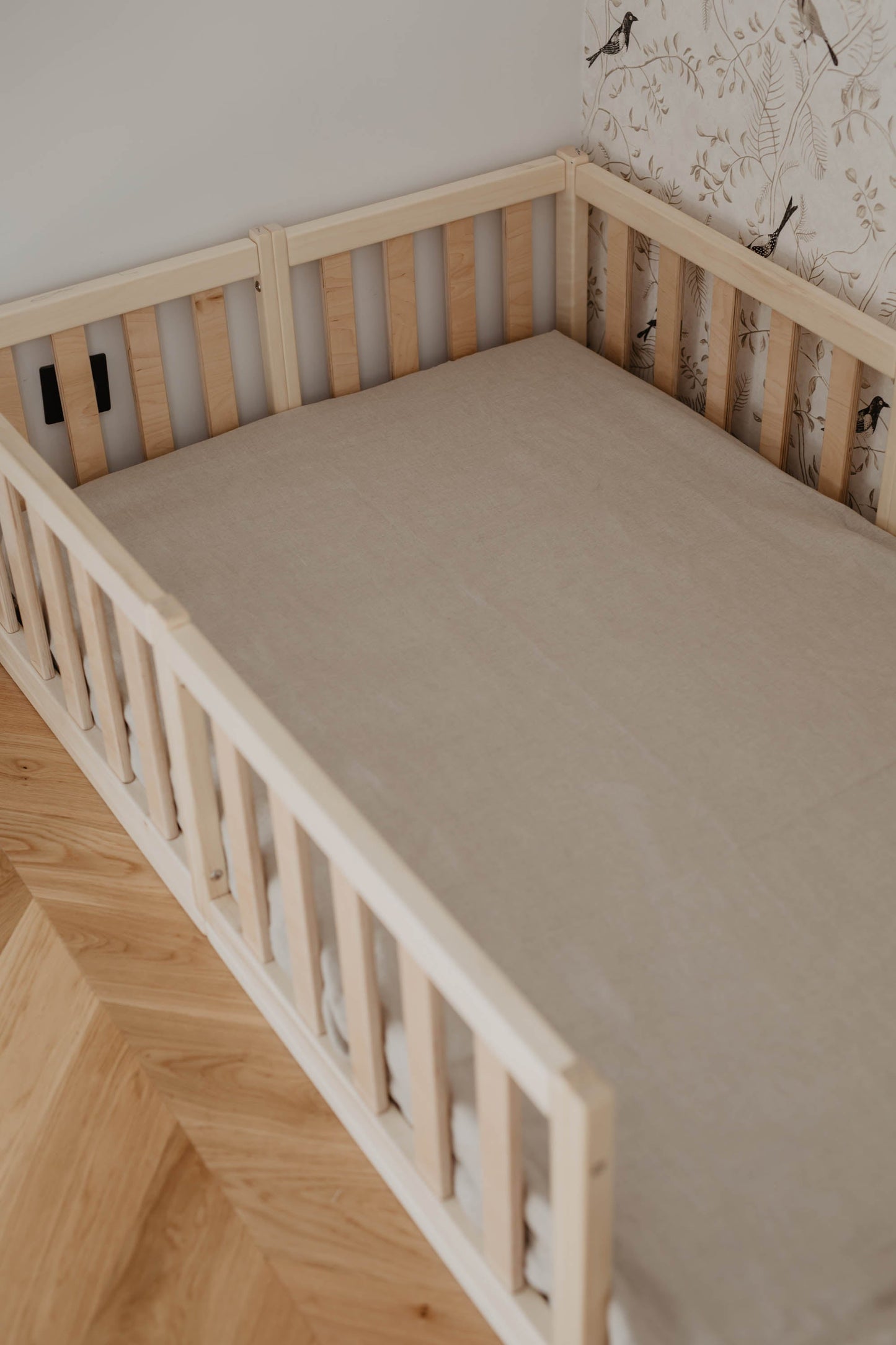 Linen baby cot fitted sheet