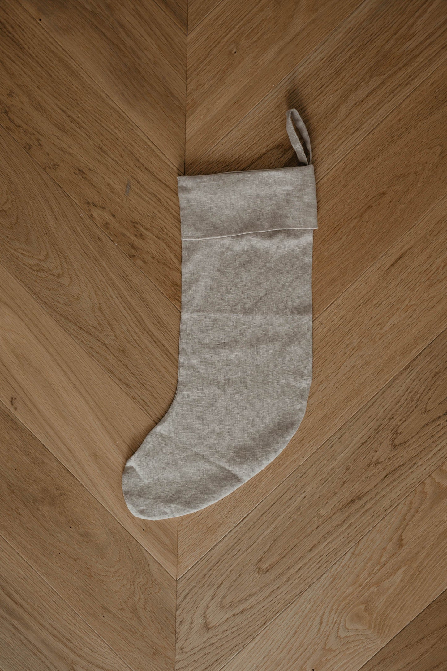 Linen Christmas Stocking with a plain cuff