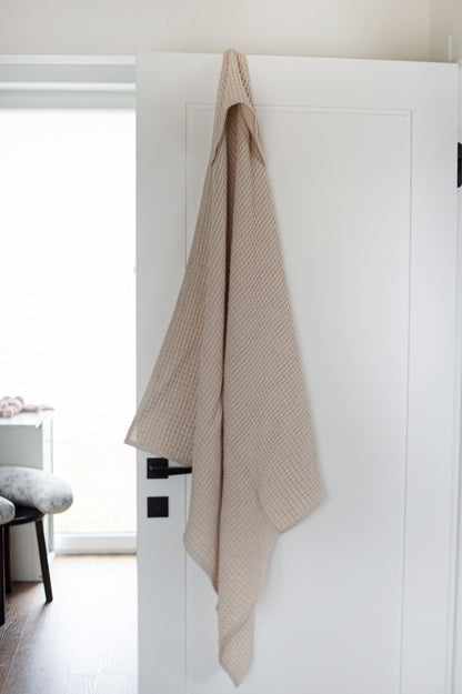 Waffle linen hooded towel for baby & toddler