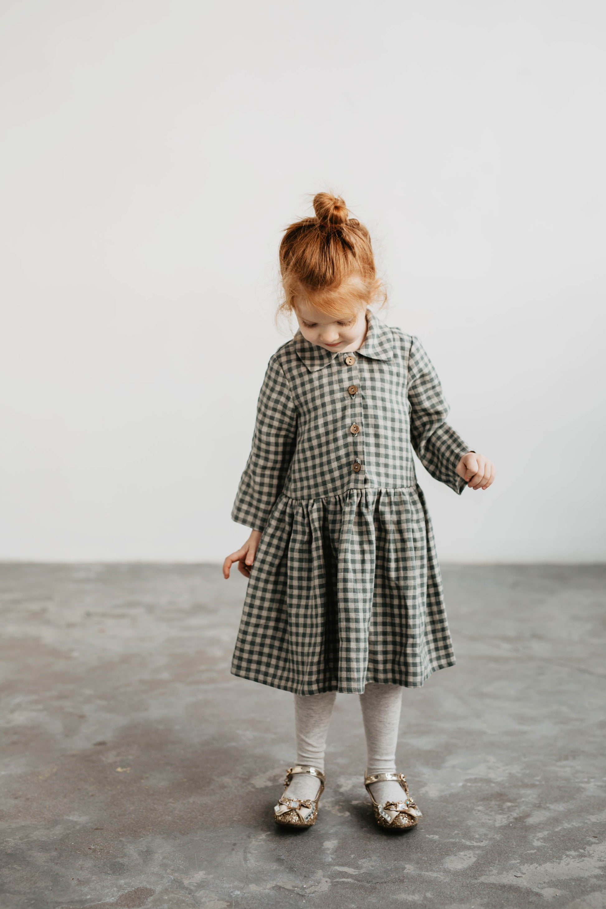 childrens linen dresses Girls Rusty Linen Dress With Buttons