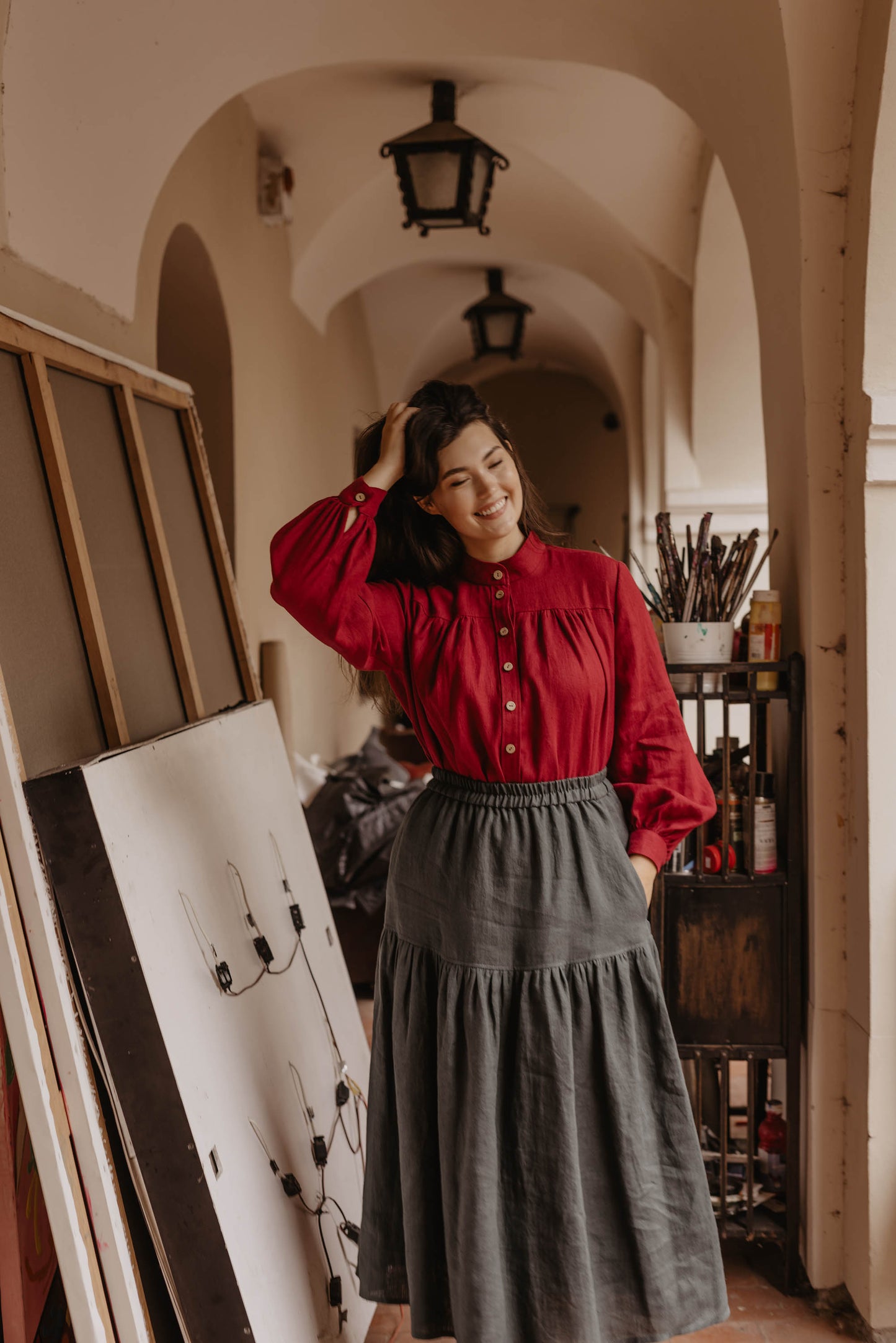 Women's linen skirt Vakarė