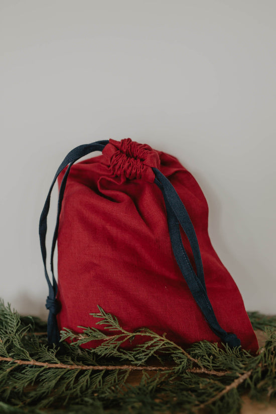 Mini Linen Christmas Cotton Drawstring Bag main image 1