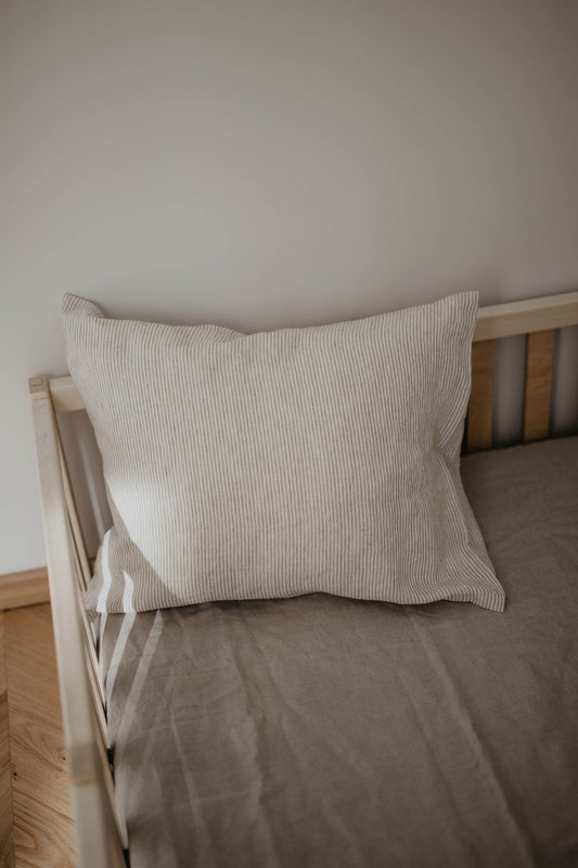 Natural linen pillowcase in Stripes & Checks